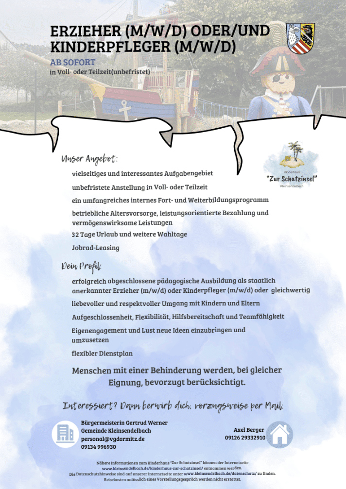 ERZIEHER (M/W/D) ODER/UND KINDERPFLEGER (M/W/D)